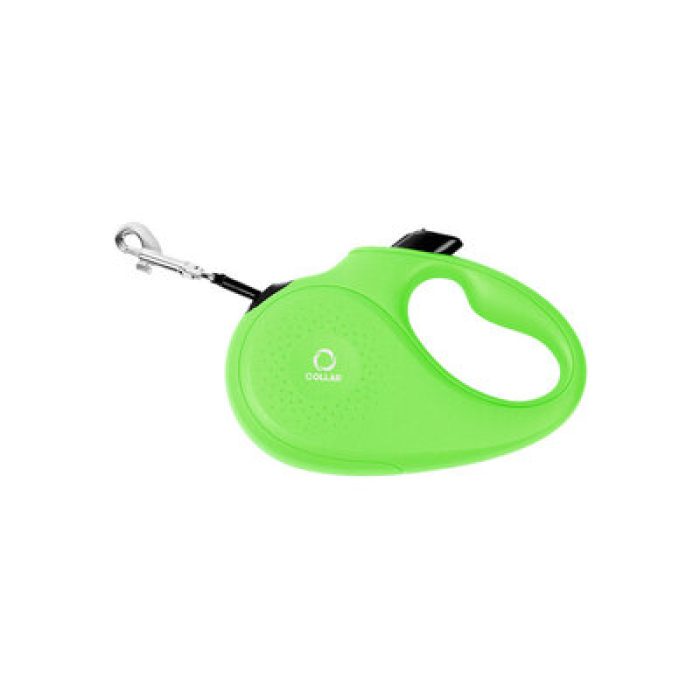 Поводок-рулетка CoLLaR для собак, размер S, 15 кг, 5 м, светоотражающая лента, салатовый
